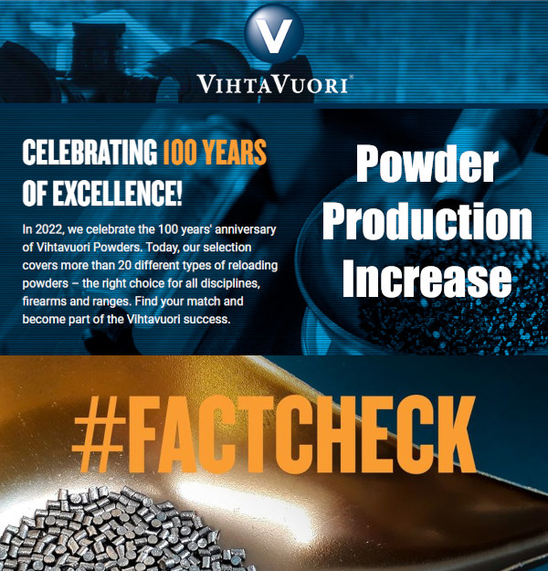 Vihtavuori Increases Powder Production PLUS New Load Data « Daily Bulletin